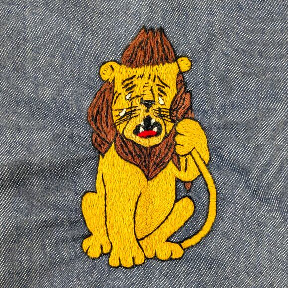 Vintage Girls Sz 8 Jean Jacket ~ Hand embroidered Wizard of Oz characters - Picture 7 of 13